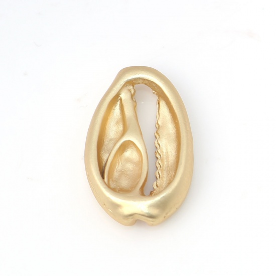 Picture of Zinc Based Alloy Ocean Jewelry Beads Conch/ Sea Snail Matt Real Gold Plated 19mm x 12mm, Hole: Approx 13.3mm x 2.6mm, 10 PCs