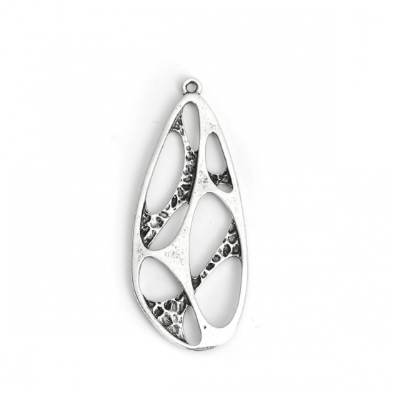 Picture of Zinc Based Alloy Pendants Butterfly Wing Antique Silver Hollow 54mm x 22mm, 10 PCs