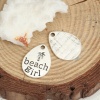 Bild von Zinklegierung Ozean Schmuck Charms Tropfen Antiksilber Message " beach girl " 20mm x 15mm, 10 Stück