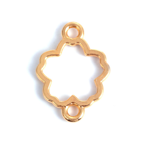 Picture of Zinc Based Alloy Open Back Bezel Connectors For Resin Gold Plated Flower 16mm x 12mm, 20 PCs
