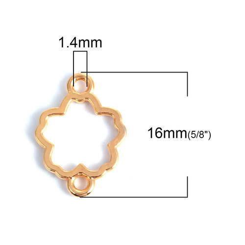 Picture of Zinc Based Alloy Open Back Bezel Connectors For Resin Gold Plated Flower 16mm x 12mm, 20 PCs