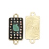 Picture of Zinc Based Alloy & Stone Connectors Rectangle Gold Plated Green Multicolor Rhinestone 25mm x 11mm, 10 PCs