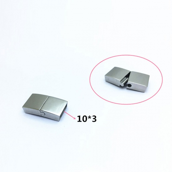 Immagine di 304 Acciaio Inossidabile Colata Chiusura Magnetica Rettangolo Tono Argento 22mm x 12mm, 1 Pz