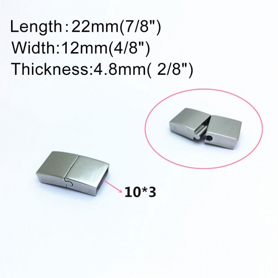 Immagine di 304 Acciaio Inossidabile Colata Chiusura Magnetica Rettangolo Tono Argento 22mm x 12mm, 1 Pz