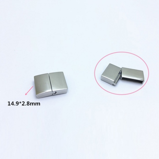 Immagine di 304 Acciaio Inossidabile Colata Chiusura Magnetica Rettangolo Tono Argento 20mm x 17mm, 1 Pz