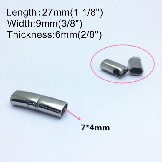 Immagine di 304 Acciaio Inossidabile Colata Chiusura Magnetica Rettangolo Tono Argento 27mm x 9mm, 1 Pz