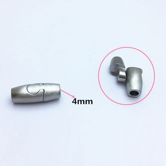 Picture of 304 Stainless Steel Casting Magnetic Clasps Barrel Silver Tone 22mm x 8mm, 1 Piece