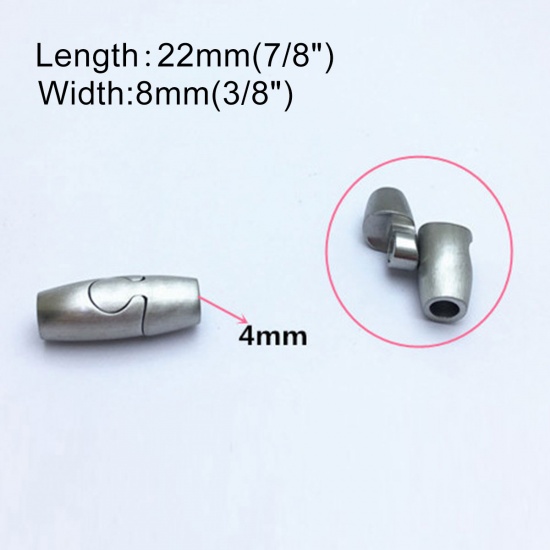 Picture of 304 Stainless Steel Casting Magnetic Clasps Barrel Silver Tone 22mm x 8mm, 1 Piece