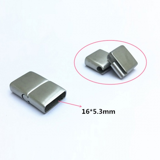 Immagine di 304 Acciaio Inossidabile Colata Chiusura Magnetica Rettangolo Tono Argento Smerigliato 28mm x 18mm, 1 Pz