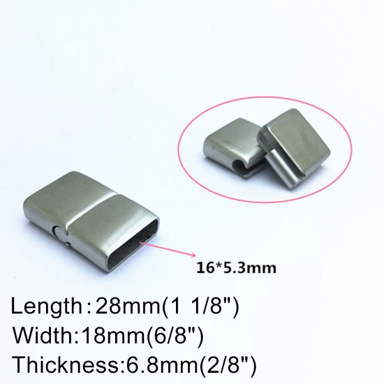 Immagine di 304 Acciaio Inossidabile Colata Chiusura Magnetica Rettangolo Tono Argento Smerigliato 28mm x 18mm, 1 Pz