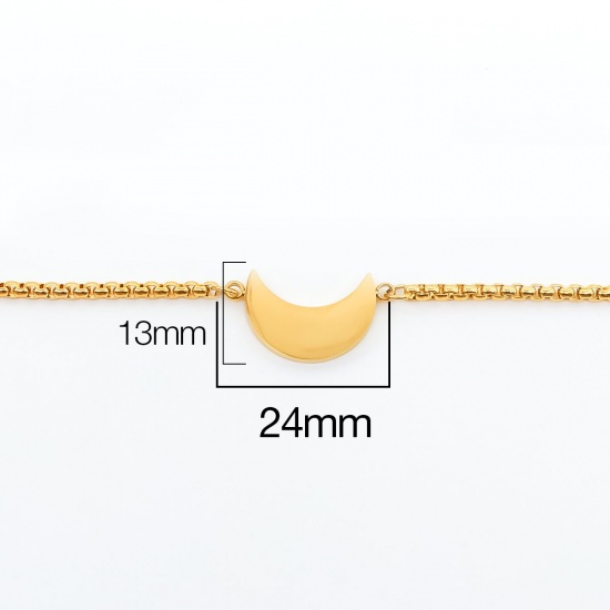 Picture of 316 Stainless Steel Adjustable Slider/ Slide Bolo Bracelets Gold Plated Half Moon 28cm(11") long, 1 Piece