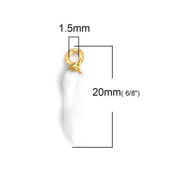 Immagine di Lega di Zinco Charms Peperone Oro Placcato Bianco Smalto 20mm x 4mm , 10 Pz