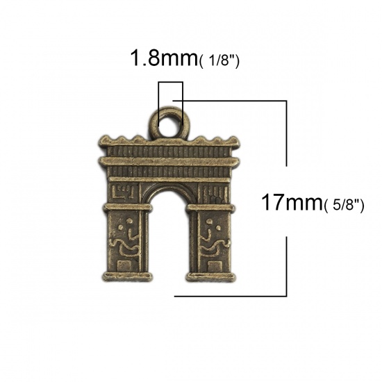 Picture of Zinc Based Alloy Charms Triumphal arch Antique Bronze 17mm x 14mm, 30 PCs
