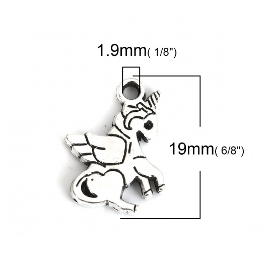 亜鉛合金 チャーム 馬 銀古美 19mm x 15mm、 30 個 の画像