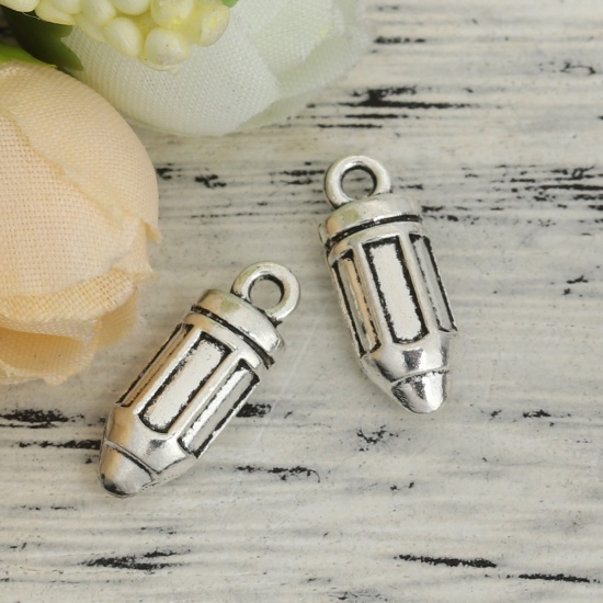 Picture of Zinc Based Alloy College Jewelry Charms Pencil Antique Silver Color 18mm x 7mm, 30 PCs