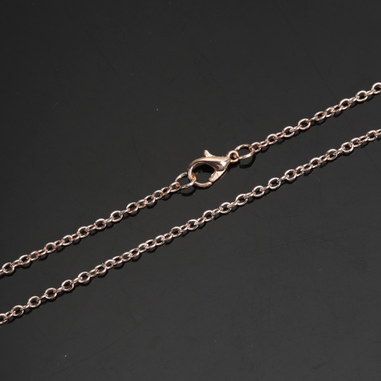Picture of Iron Based Alloy Link Cable Chain Necklace Rose Gold 77cm(30 3/8") long, 1 Set ( 12 PCs/Packet)