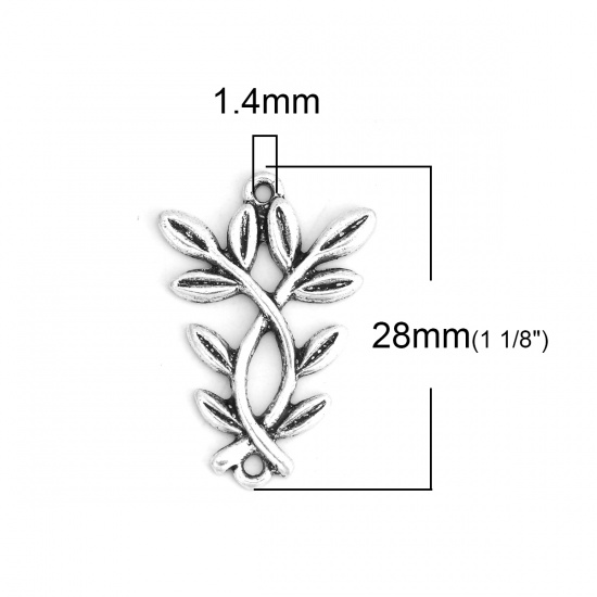 Image de Connecteurs en Alliage de Zinc Branches Argent Vieilli 28mm x 19mm, 20 Pcs