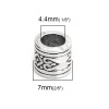 Bild von Zinklegierung Zwischenperlen Spacer Perlen Zylinder Antiksilber Geschnitzte Muster 8mm x 7mm, Loch:ca. 4.4mm, 50 Stück