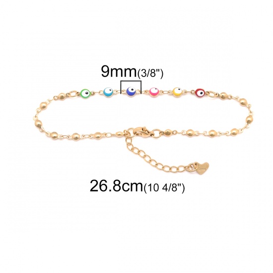 Picture of 304 Stainless Steel Anklet Gold Plated At Random Round Eye 22cm(8 5/8") long, 1 Piece