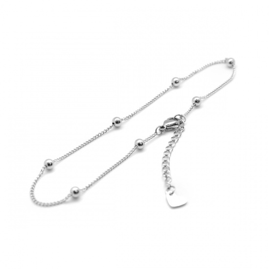 Picture of 304 Stainless Steel Anklet Silver Tone Round 23.5cm(9 2/8") long, 1 Piece