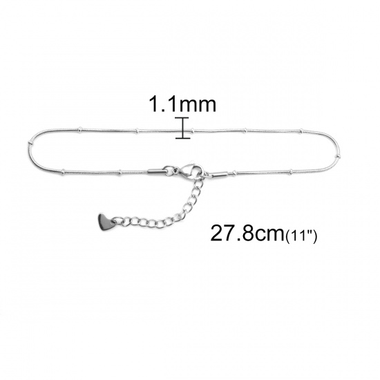 Picture of 304 Stainless Steel Anklet Silver Tone Round 23.3cm(9 1/8") long, 1 Piece