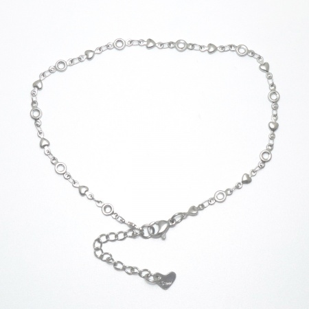 Bild von Großhandel Herz Rund 304 Edelstahl Fußketten, Silberfarbe Frauen Minimalistisch Geschenk Schmuckbedarf, 22.8cm lang, 1 Strang