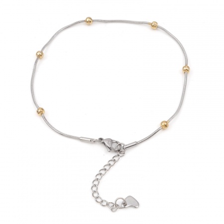 Picture of Wholesale 304 Stainless Steel Snake Chain Anklet, Gold Plated & Silver Tone Women's Stylish Ins Style Gift Jewelry Supply, 23.5cm(9 2/8") long, 1 Piece