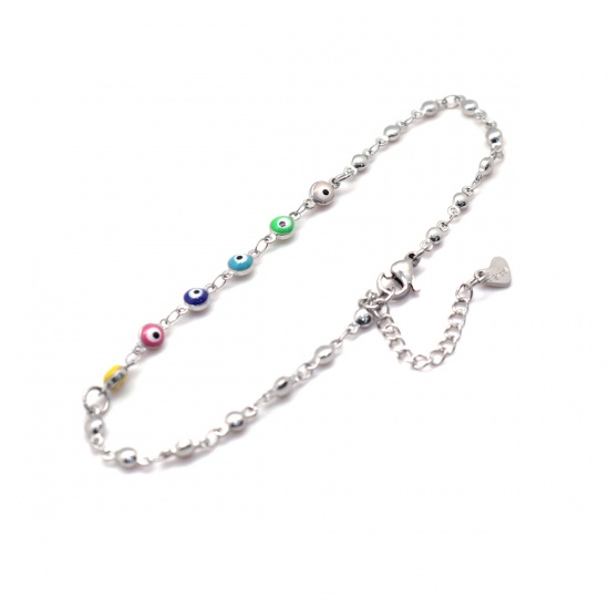 Picture of 304 Stainless Steel Anklet Silver Tone At Random Round Eye 22.8cm(9") long, 1 Piece