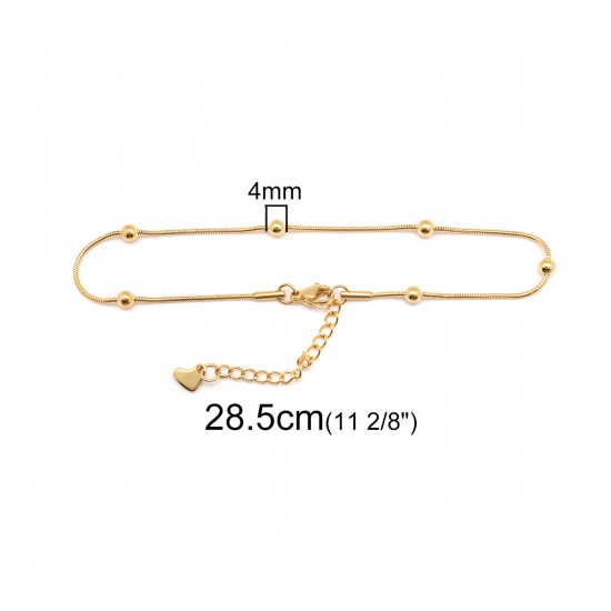 Picture of 304 Stainless Steel Anklet Gold Plated Round 23.5cm(9 2/8") long, 1 Piece