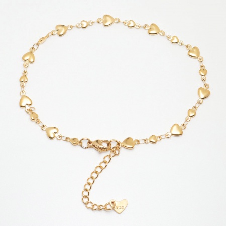 Bild von Großhandel Herz 304 Edelstahl Handgefertigte Gliederkette Fußketten, Vergoldet Vakuumbeschichtung, Frauen Stilvoll Ins Stil Geschenk Schmuckbedarf, 22cm lang, 1 Strang