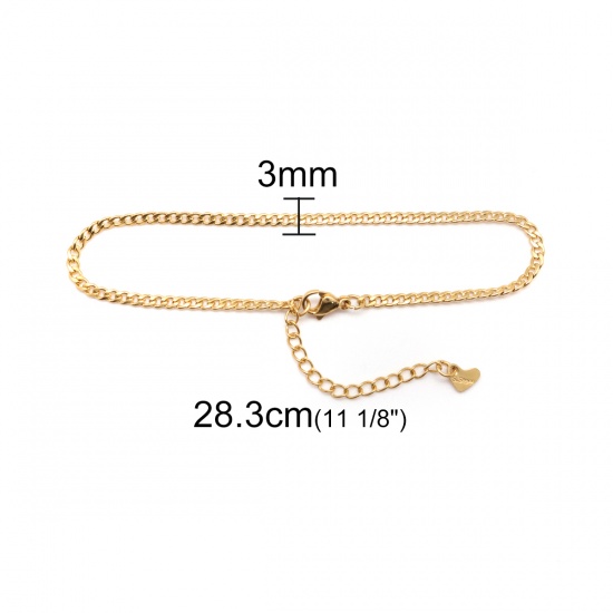 Picture of 304 Stainless Steel Anklet Gold Plated Oval 23.3cm(9 1/8") long, 1 Piece
