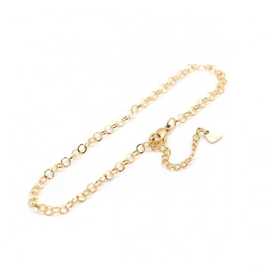 Picture of 304 Stainless Steel Anklet Gold Plated Round 26.5cm(10 3/8") long, 1 Piece