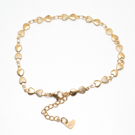 Picture of Wholesale Bowknot Stripe 304 Stainless Steel Handmade Link Chain Anklet, Gold Plated Vacuum Plating, Women's Stylish Ins Style Gift Jewelry Supply, 21.8cm(8 5/8") long, 1 Piece