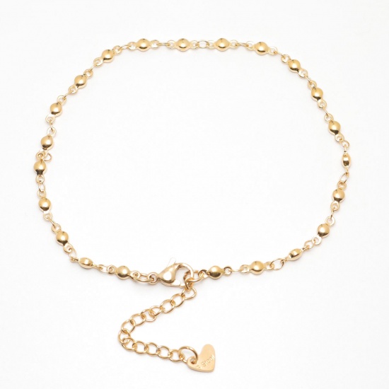 Picture of 304 Stainless Steel Anklet Gold Plated Round 22.8cm(9") long, 1 Piece