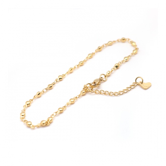 Picture of 1 Piece Vacuum Plating 304 Stainless Steel Anklet Gold Plated Round