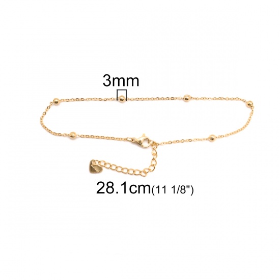 Picture of 304 Stainless Steel Anklet Gold Plated Round 23.3cm(9 1/8") long, 1 Piece