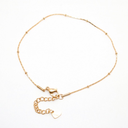 Picture of Wholesale 304 Stainless Steel Crimpable Chain Anklet, Gold Plated Vacuum Plating, Women's Stylish Ins Style Gift Jewelry Supply, 23cm(9") long, 1 Piece