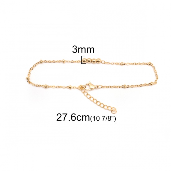 Picture of 1 Piece Vacuum Plating 304 Stainless Steel Anklet Gold Plated 22.8cm(9") long