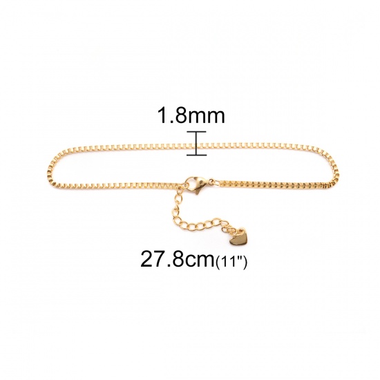 Picture of 304 Stainless Steel Anklet Gold Plated 23cm(9") long, 1 Piece