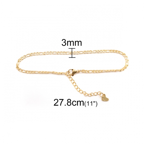 Picture of 304 Stainless Steel Anklet Gold Plated Oval 23cm(9") long, 1 Piece