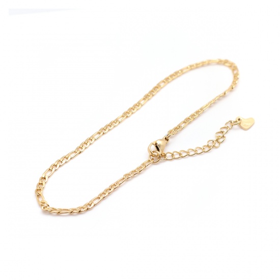 Picture of 304 Stainless Steel Anklet Gold Plated Oval 23cm(9") long, 1 Piece