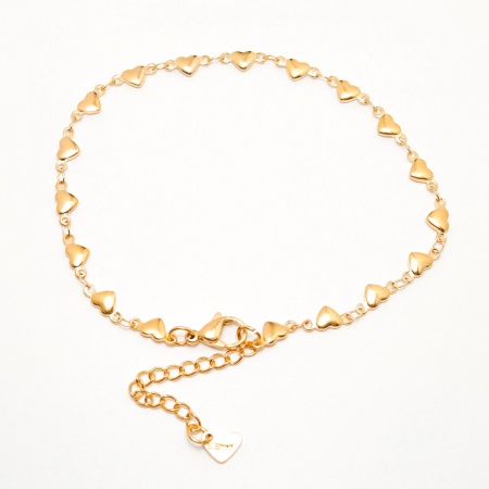 Picture of Wholesale Heart 304 Stainless Steel Handmade Link Chain Anklet, Gold Plated Vacuum Plating, Women's Stylish Ins Style Gift Jewelry Supply, 22.3cm(8 6/8") long, 1 Piece