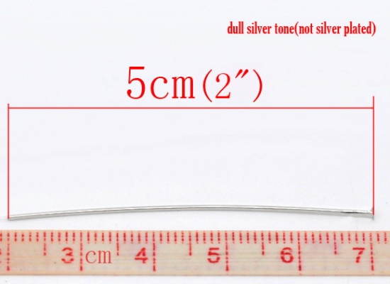 Picture of Alloy Head Pins Silver Tone 5cm(2") long, 0.7mm (21 gauge), 300 PCs