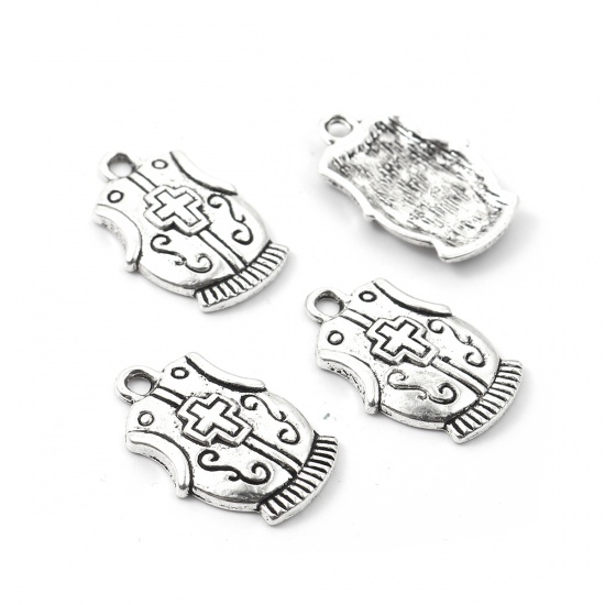 Picture of Zinc Based Alloy Charms Clothes Antique Silver Color Cross 23mm x 15mm, 50 PCs