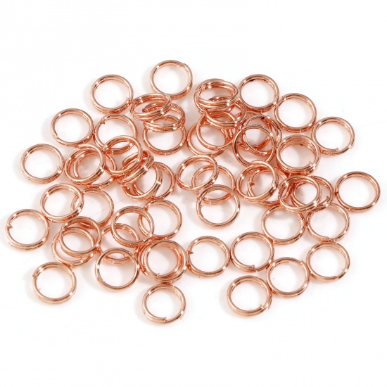 Picture of 0.6mm Iron Based Alloy Double Split Jump Rings Findings Circle Ring Rose Gold 6mm Dia, 1000 PCs