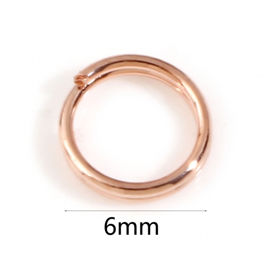 Picture of 0.6mm Iron Based Alloy Double Split Jump Rings Findings Circle Ring Rose Gold 6mm Dia, 1000 PCs