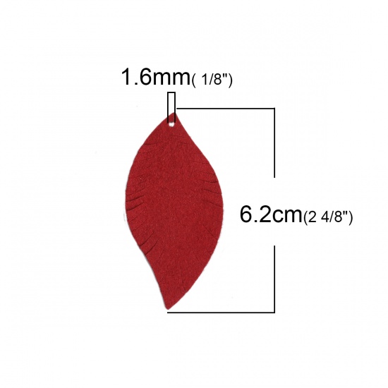 Immagine di PU Ciondoli Foglia Rosso Scuro 6.2cm x 3cm, 10 Pz