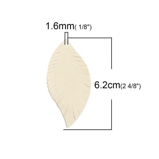 Immagine di PU Ciondoli Foglia Bianco Sporco 6.2cm x 3cm, 10 Pz