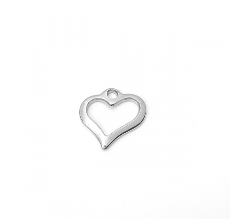 304 Edelstahl Kettenverlängerung Charms Herz Silberfarbe Hohl 11mm x 11mm, 10 Stück