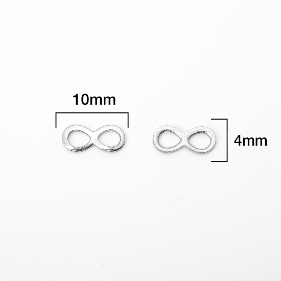 Immagine di 304 Acciaio Inossidabile Connettore Simbolo di Infinito Tono Argento 10mm x 4mm, 10 Pz